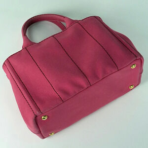 Prada Tote Pink Handbag Shoulder Canapa Bag Canvas